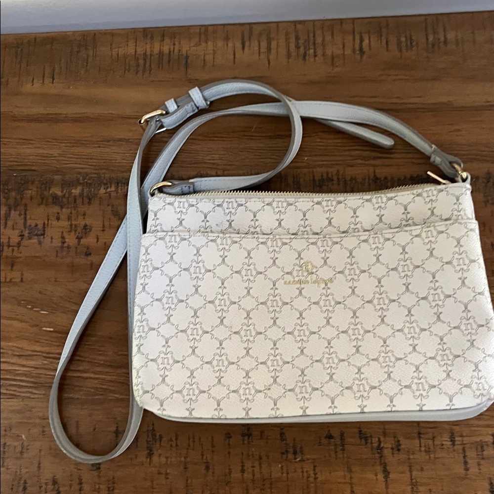 Nanette Lepore Cream and Gray Patterned Crossbody Purse NWOT - Picture 2 of 14